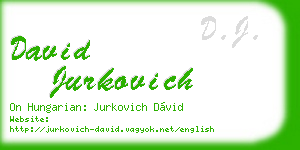 david jurkovich business card
